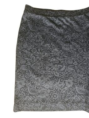 Bordeaux Anthropologie Charcoal Grey Floral Jacquard Pencil Skirt - M